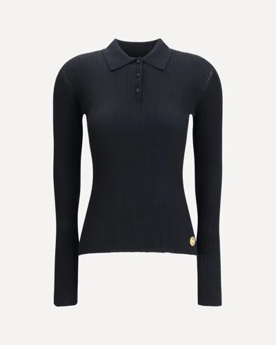 Dolce & Gabbana Women Ribbed Polo Sweater In Blue