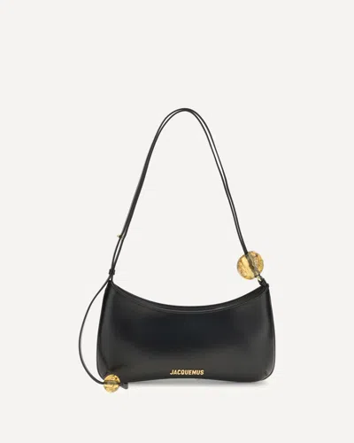 Jacquemus Le Bisou Perle Smooth Leather Bag In Black