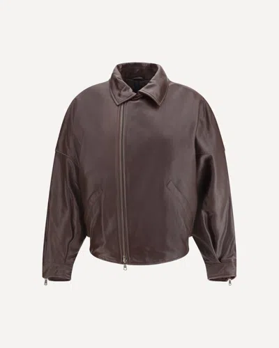 Petar Petrov Off-centre Leather Jacket In Brown