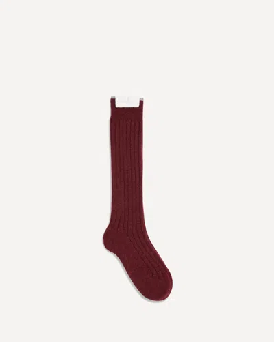 Brunello Cucinelli Cashmere Ribbed Socks In Burgundy