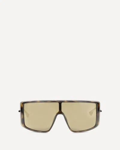 Alexander Mcqueen Women Havana T-bar Visor Sunglasses In Brown