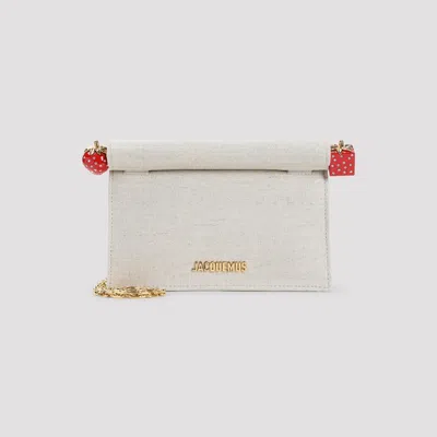 Jacquemus Round Square Chain Strap Clutch Bag In Gray
