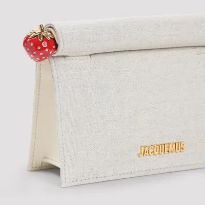 Jacquemus Round Square Chain Strap Clutch Bag In Gray