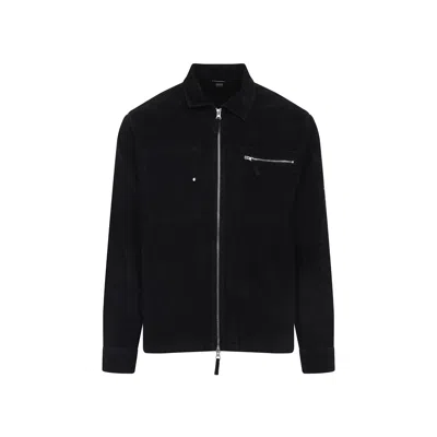 C.p. Company Corduroy Overshirt With Pointed Collar In Black