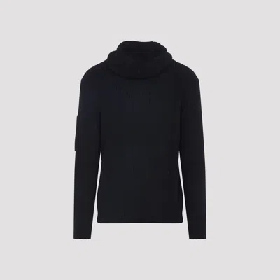 C.p. Company Tailored Hooded Sweater With Zippered Arm Pocket In Black