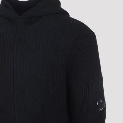 C.p. Company Tailored Hooded Sweater With Zippered Arm Pocket In Black