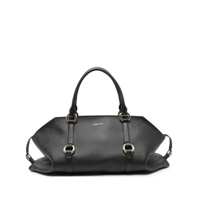 Alexander Mcqueen Mcqueen Medium Farringdon Leather Satchel In Black
