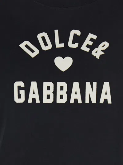 Dolce & Gabbana Black Cotton Logo T-shirt In Black