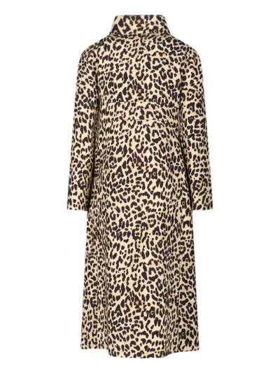 Valentino Leopard Print Double Breasted Coat With Belt In Animal Print
