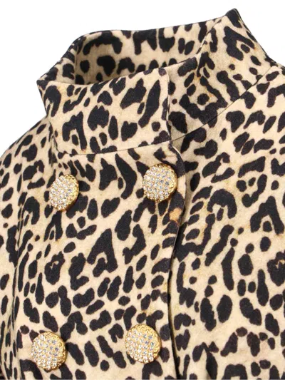 Valentino Leopard Print Double Breasted Coat With Belt In Animal Print