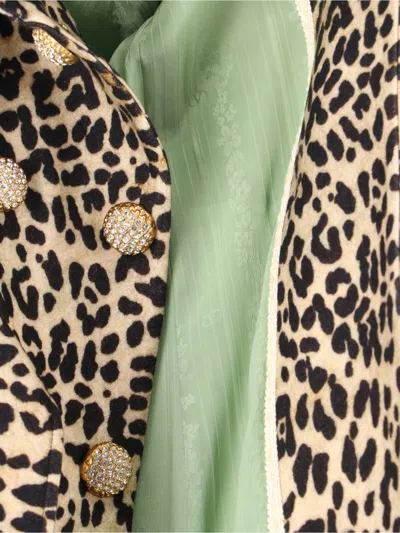 Valentino Leopard Print Double Breasted Coat With Belt In Animal Print