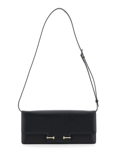 Tom Ford Black Leather Crossbody Bag In Black