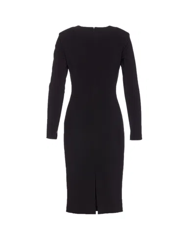 Elisabetta Franchi Light Crepe Dress With Black Jewel Chain In Black