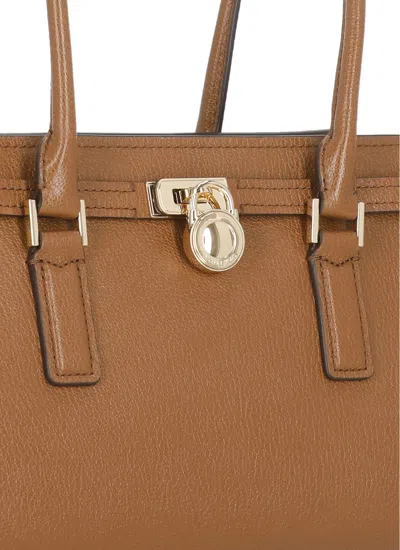 Michael Michael Kors Structured Leather Shoulder Bag With Gold Hardware In Brown