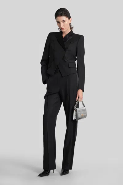 Alexander Mcqueen Double-breasted Wool-blend Blazer In Black