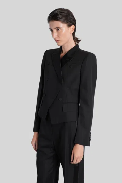 Alexander Mcqueen Double-breasted Wool-blend Blazer In Black