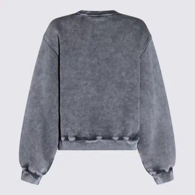 Alexander Wang Embossed Logo Crewneck Sweatshirt In Gray