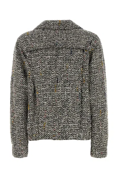 Alessandra Rich Tweed Bomber Jacket In Gray