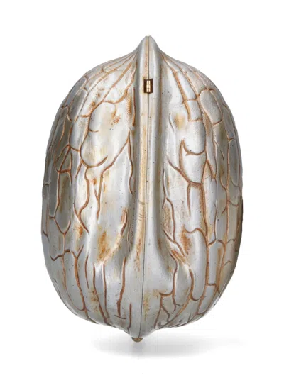 Jw Anderson Two-tone Resin Walnut Clutch In Silver