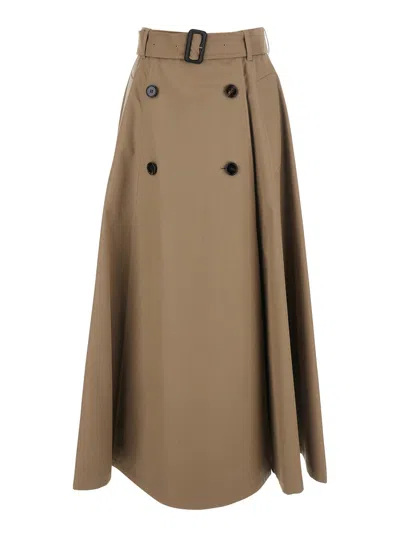 Burberry "brenda" Midi Skirt In Brown