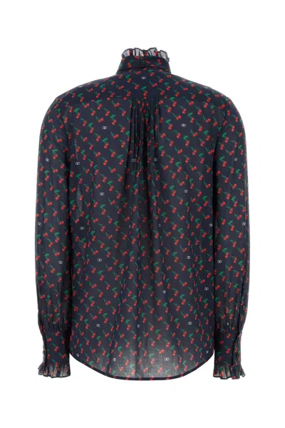 Valentino Cherryfic Bow-detail Cotton Muslin Shirt In Brown