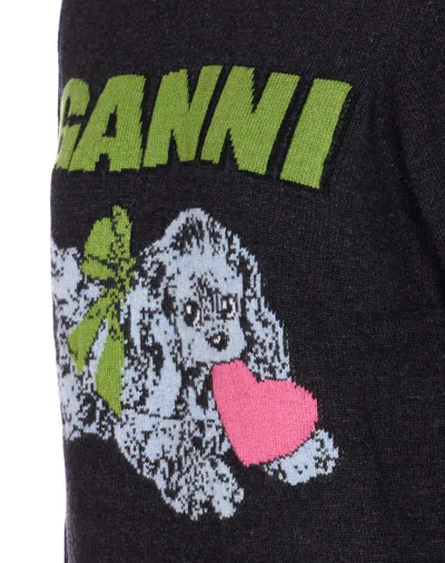 Ganni Felpa Fuffy Puppy Love Phantom In Black