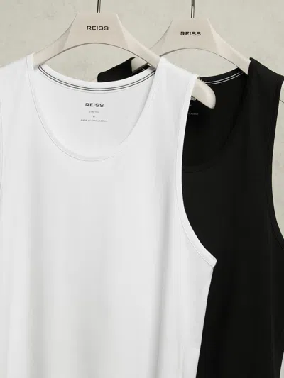 Reiss Mens White Black Monty Set Of Two Stretch Jersey Vests In Multi