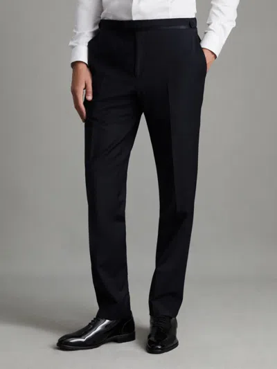 Reiss Navy Poker Modern Fit Tuxedo Trousers In Blue