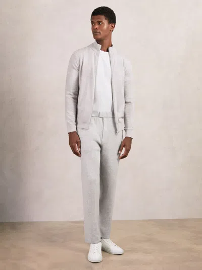 Reiss Soft Grey Arthur Tapered Fit Knitted Trousers In Gray