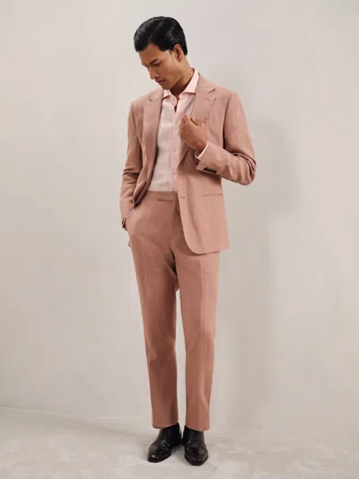 Reiss Rose Pink Kin Slim Fit Linen Trousers In Pink