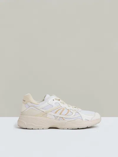 Reiss White Volt Nubuck And Mesh Trainers In Multi