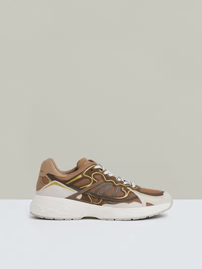 Reiss Tobacco Volt Nubuck And Mesh Trainers In Multi