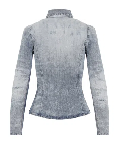 Diesel Shirt In Distressed Honeycomb Denim In Gray