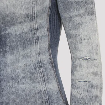 Diesel Shirt In Distressed Honeycomb Denim In Gray