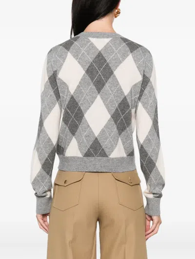 菱形纹图案罗纹开衫