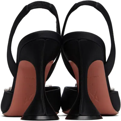 Amina Muaddi Womens Black Rosie Crystal-embellished Leather Sling-back Courts