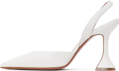 Amina Muaddi Sculptural Heel Leather Slingback Pumps In White