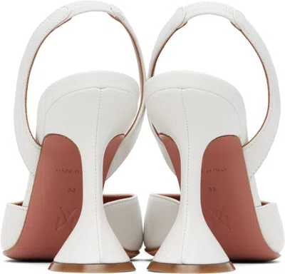 Amina Muaddi Sculptural Heel Leather Slingback Pumps In White