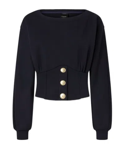 Pinko Sweat-shirt Bustier À Boutons In Black