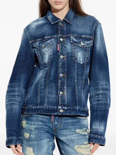 Dsquared2 Long Sleeve Denim Jacket In Blue