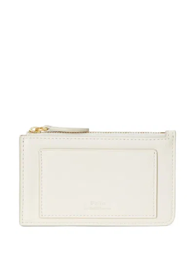 Polo Ralph Lauren Leather Logo Embossed Coin Purse In White
