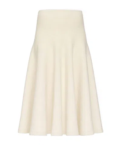 Alaïa Alaia Flared Cashmere Knit Skirt In White