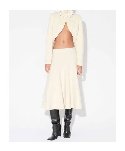 Alaïa Alaia Flared Cashmere Knit Skirt In White