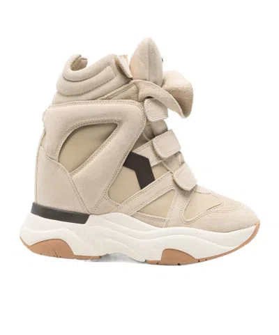 Isabel Marant Balskee Leather And Suede High-top Wedge Sneakers In Neutral