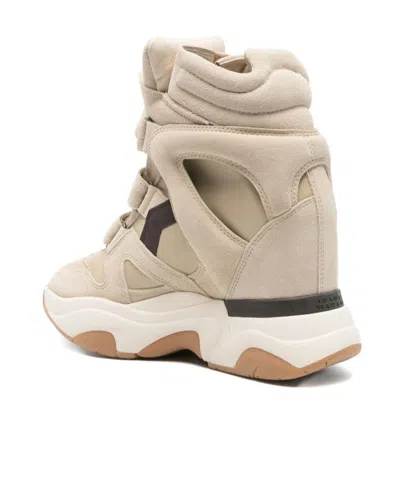 Isabel Marant Balskee Leather And Suede High-top Wedge Sneakers In Neutral