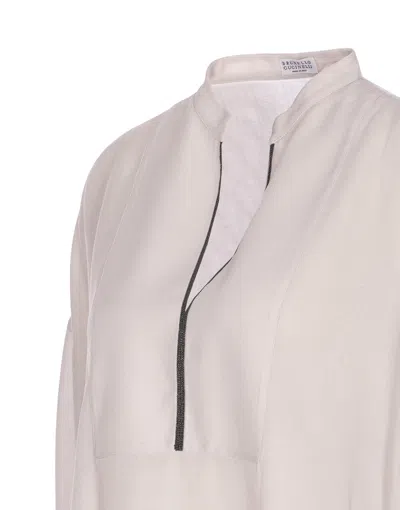 Brunello Cucinelli Women Silk Stretch Satin Blouse In Neutral