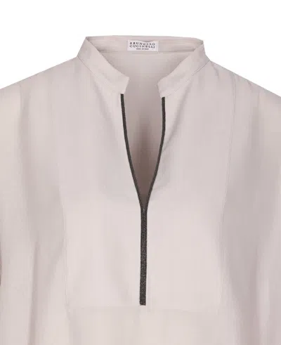 Brunello Cucinelli Women Silk Stretch Satin Blouse In Neutral