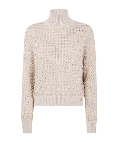 Elisabetta Franchi High-neck Bouclé-knit Sweater In Pink