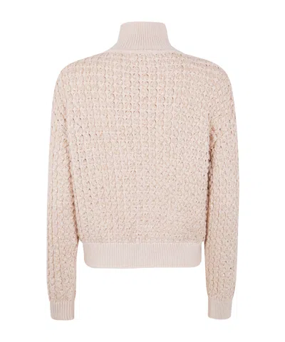 Elisabetta Franchi High-neck Bouclé-knit Sweater In Pink