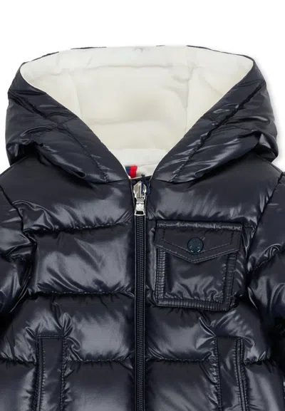Moncler Long-sleeved Down Jacket In Blue